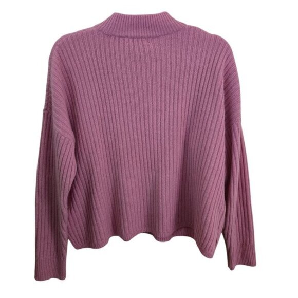 Madewell Resourced Cashmere Ribbed Mockneck Pullover Sweater Flamingo Size M - Picture 3 of 8